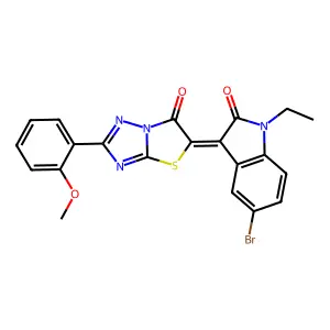 (3Z)-5-bromo-1-ethyl-3-[2-(2-methoxyphenyl)-6-oxo[1,3]thiazolo[3,2-b][1,2,4]triazol-5(6H)-ylidene]-1,3-dihydro-2H-indol-2-one structure