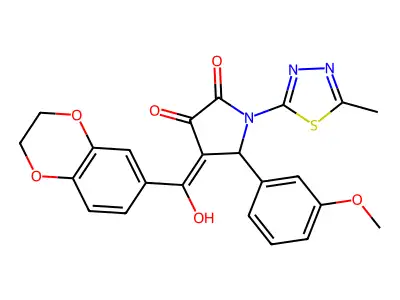 4-(2,3-dihydro-1,4-benzodioxine-6-carbonyl)-3-hydroxy-5-(3-methoxyphenyl)-1-(5-methyl-1,3,4-thiadiazol-2-yl)-2,5-dihydro-1H-pyrrol-2-one structure