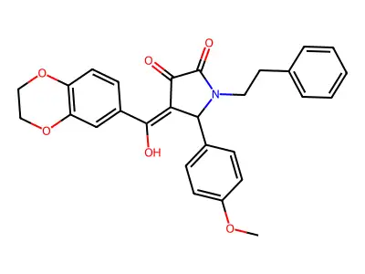 4-(2,3-dihydro-1,4-benzodioxine-6-carbonyl)-3-hydroxy-5-(4-methoxyphenyl)-1-(2-phenylethyl)-2,5-dihydro-1H-pyrrol-2-one structure