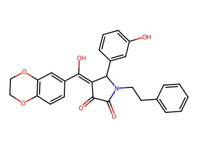 4-(2,3-dihydro-1,4-benzodioxine-6-carbonyl)-3-hydroxy-5-(3-hydroxyphenyl)-1-(2-phenylethyl)-2,5-dihydro-1H-pyrrol-2-one structure