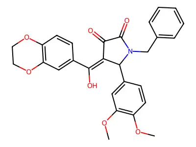 1-benzyl-4-(2,3-dihydro-1,4-benzodioxine-6-carbonyl)-5-(3,4-dimethoxyphenyl)-3-hydroxy-2,5-dihydro-1H-pyrrol-2-one structure