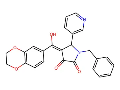 1-benzyl-4-(2,3-dihydro-1,4-benzodioxine-6-carbonyl)-3-hydroxy-5-(pyridin-3-yl)-2,5-dihydro-1H-pyrrol-2-one structure