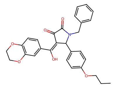 1-benzyl-4-(2,3-dihydro-1,4-benzodioxine-6-carbonyl)-3-hydroxy-5-(4-propoxyphenyl)-2,5-dihydro-1H-pyrrol-2-one structure
