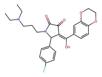 1-[3-(diethylamino)propyl]-4-(2,3-dihydro-1,4-benzodioxine-6-carbonyl)-5-(4-fluorophenyl)-3-hydroxy-2,5-dihydro-1H-pyrrol-2-one structure