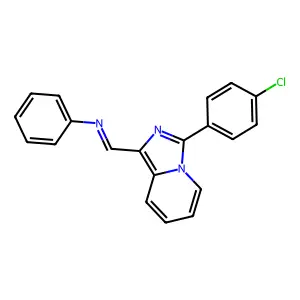 (E)-N-((3-(4-chlorophenyl)imidazo[1,5-a]pyridin-1-yl)methylene)aniline structure