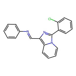 (E)-N-((3-(2-chlorophenyl)imidazo[1,5-a]pyridin-1-yl)methylene)aniline structure