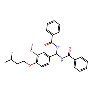 N-[benzamido-[3-methoxy-4-(3-methylbutoxy)phenyl]methyl]benzamide structure