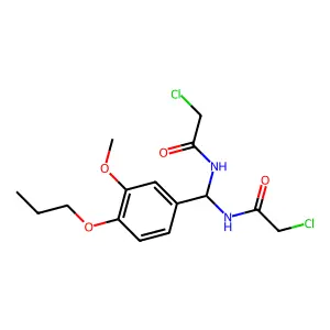 2-chloro-N-[[(2-chloroacetyl)amino]-(3-methoxy-4-propoxyphenyl)methyl]acetamide structure