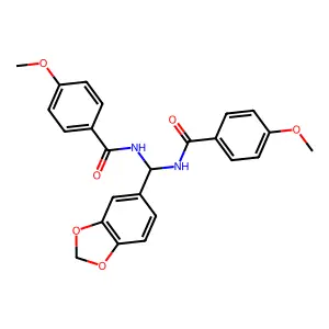 N-[1,3-benzodioxol-5-yl-[(4-methoxybenzoyl)amino]methyl]-4-methoxybenzamide structure
