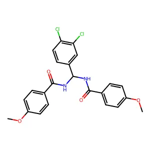 N-{(3,4-dichlorophenyl)[(4-methoxybenzoyl)amino]methyl}-4-methoxybenzamide structure