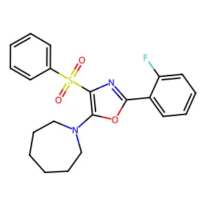 1-[4-(Benzenesulfonyl)-2-(2-fluorophenyl)-1,3-oxazol-5-YL]azepane structure