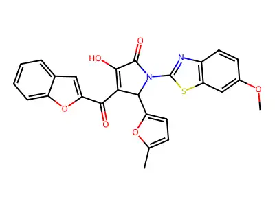 4-(1-benzofuran-2-carbonyl)-3-hydroxy-1-(6-methoxy-1,3-benzothiazol-2-yl)-5-(5-methylfuran-2-yl)-2,5-dihydro-1H-pyrrol-2-one structure