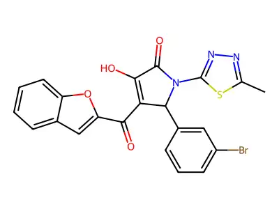 4-(1-benzofuran-2-ylcarbonyl)-5-(3-bromophenyl)-3-hydroxy-1-(5-methyl-1,3,4-thiadiazol-2-yl)-1,5-dihydro-2H-pyrrol-2-one structure