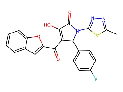 4-(1-benzofuran-2-carbonyl)-5-(4-fluorophenyl)-3-hydroxy-1-(5-methyl-1,3,4-thiadiazol-2-yl)-2,5-dihydro-1H-pyrrol-2-one structure
