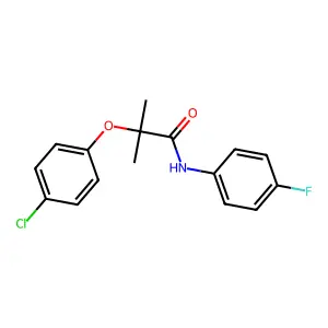 2-(4-chlorophenoxy)-N-(4-fluorophenyl)-2-methylpropanamide structure