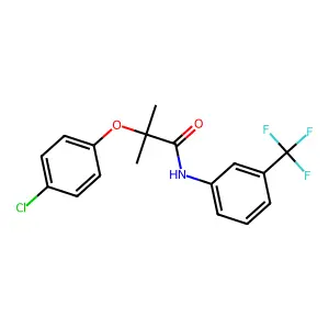 2-(4-chlorophenoxy)-2-methyl-N-[3-(trifluoromethyl)phenyl]propanamide structure
