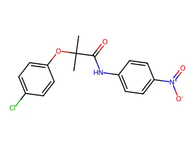 2-(4-chlorophenoxy)-2-methyl-N-(4-nitrophenyl)propanamide structure
