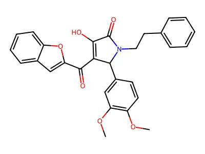 4-(1-benzofuran-2-carbonyl)-5-(3,4-dimethoxyphenyl)-3-hydroxy-1-(2-phenylethyl)-2,5-dihydro-1H-pyrrol-2-one structure