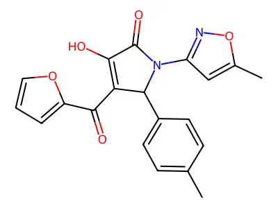 4-(furan-2-carbonyl)-3-hydroxy-1-(5-methylisoxazol-3-yl)-5-(p-tolyl)-1H-pyrrol-2(5H)-one structure