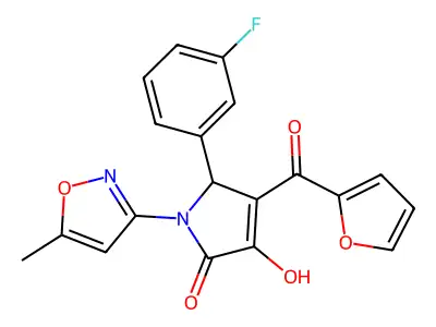 5-(3-fluorophenyl)-4-(furan-2-carbonyl)-3-hydroxy-1-(5-methylisoxazol-3-yl)-1H-pyrrol-2(5H)-one structure