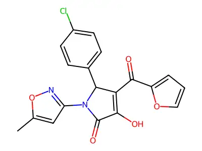 5-(4-chlorophenyl)-4-(furan-2-carbonyl)-3-hydroxy-1-(5-methylisoxazol-3-yl)-1H-pyrrol-2(5H)-one structure