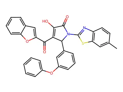 4-(1-benzofuran-2-ylcarbonyl)-3-hydroxy-1-(6-methyl-1,3-benzothiazol-2-yl)-5-(3-phenoxyphenyl)-1,5-dihydro-2H-pyrrol-2-one structure