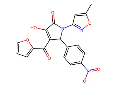4-(furan-2-carbonyl)-3-hydroxy-1-(5-methylisoxazol-3-yl)-5-(4-nitrophenyl)-1H-pyrrol-2(5H)-one structure