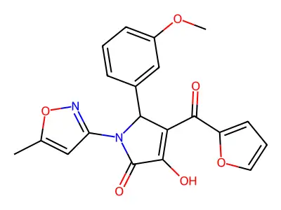 4-(furan-2-carbonyl)-3-hydroxy-5-(3-methoxyphenyl)-1-(5-methylisoxazol-3-yl)-1H-pyrrol-2(5H)-one structure