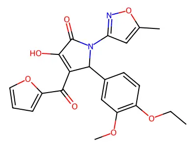 (4E)-5-(4-ethoxy-3-methoxyphenyl)-4-[furan-2-yl(hydroxy)methylidene]-1-(5-methyl-1,2-oxazol-3-yl)pyrrolidine-2,3-dione structure