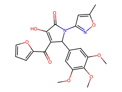 (4E)-4-[furan-2-yl(hydroxy)methylidene]-1-(5-methyl-1,2-oxazol-3-yl)-5-(3,4,5-trimethoxyphenyl)pyrrolidine-2,3-dione structure