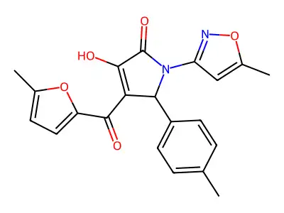 3-hydroxy-4-(5-methylfuran-2-carbonyl)-1-(5-methylisoxazol-3-yl)-5-(p-tolyl)-1H-pyrrol-2(5H)-one structure