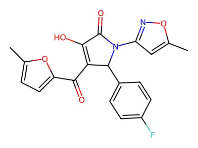 5-(4-fluorophenyl)-3-hydroxy-4-(5-methylfuran-2-carbonyl)-1-(5-methylisoxazol-3-yl)-1H-pyrrol-2(5H)-one structure