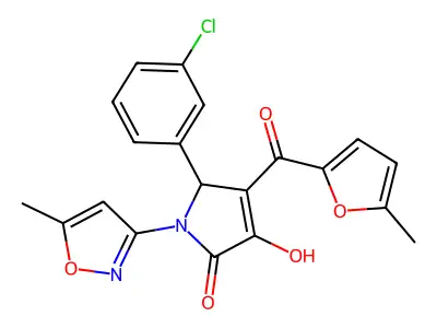 (4E)-5-(3-chlorophenyl)-4-[hydroxy(5-methylfuran-2-yl)methylidene]-1-(5-methyl-1,2-oxazol-3-yl)pyrrolidine-2,3-dione structure