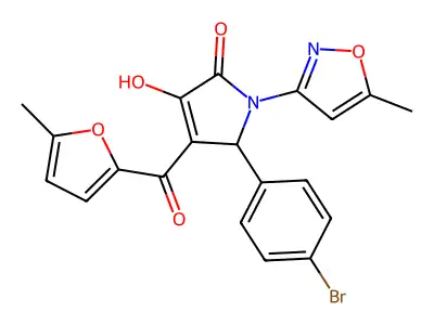 5-(4-bromophenyl)-3-hydroxy-4-(5-methylfuran-2-carbonyl)-1-(5-methylisoxazol-3-yl)-1H-pyrrol-2(5H)-one structure