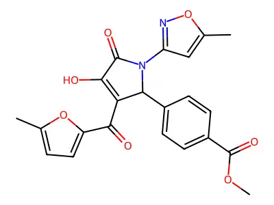 methyl 4-(4-hydroxy-3-(5-methylfuran-2-carbonyl)-1-(5-methylisoxazol-3-yl)-5-oxo-2,5-dihydro-1H-pyrrol-2-yl)benzoate structure