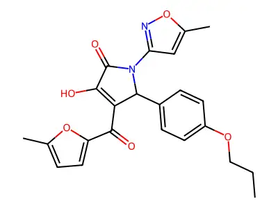 3-hydroxy-4-(5-methylfuran-2-carbonyl)-1-(5-methylisoxazol-3-yl)-5-(4-propoxyphenyl)-1H-pyrrol-2(5H)-one structure