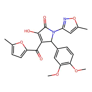5-(3,4-dimethoxyphenyl)-3-hydroxy-4-(5-methylfuran-2-carbonyl)-1-(5-methylisoxazol-3-yl)-1H-pyrrol-2(5H)-one structure