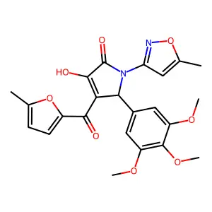 (4E)-4-[hydroxy(5-methylfuran-2-yl)methylidene]-1-(5-methyl-1,2-oxazol-3-yl)-5-(3,4,5-trimethoxyphenyl)pyrrolidine-2,3-dione structure