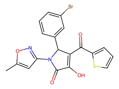 5-(3-bromophenyl)-3-hydroxy-1-(5-methylisoxazol-3-yl)-4-(thiophene-2-carbonyl)-1H-pyrrol-2(5H)-one structure