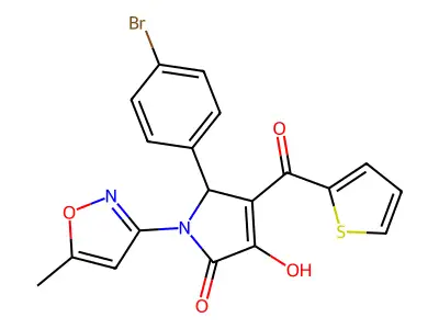 5-(4-bromophenyl)-3-hydroxy-1-(5-methylisoxazol-3-yl)-4-(thiophene-2-carbonyl)-1H-pyrrol-2(5H)-one structure