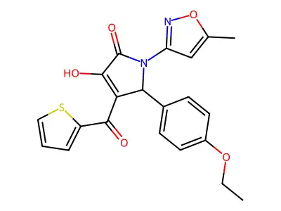 5-(4-ethoxyphenyl)-3-hydroxy-1-(5-methylisoxazol-3-yl)-4-(thiophene-2-carbonyl)-1H-pyrrol-2(5H)-one structure