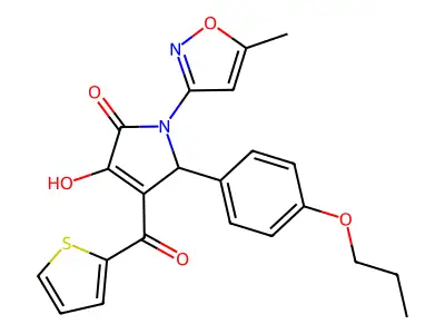 3-hydroxy-1-(5-methylisoxazol-3-yl)-5-(4-propoxyphenyl)-4-(thiophene-2-carbonyl)-1H-pyrrol-2(5H)-one structure