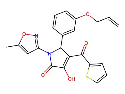 5-(3-(allyloxy)phenyl)-3-hydroxy-1-(5-methylisoxazol-3-yl)-4-(thiophene-2-carbonyl)-1H-pyrrol-2(5H)-one structure