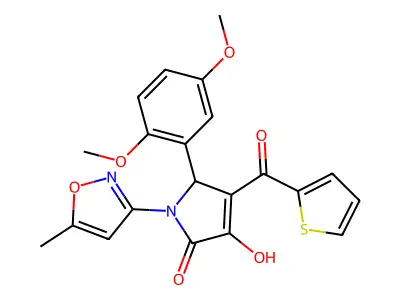 (4E)-5-(2,5-dimethoxyphenyl)-4-[hydroxy(thiophen-2-yl)methylidene]-1-(5-methyl-1,2-oxazol-3-yl)pyrrolidine-2,3-dione structure