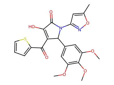 (4E)-4-[hydroxy(thiophen-2-yl)methylidene]-1-(5-methyl-1,2-oxazol-3-yl)-5-(3,4,5-trimethoxyphenyl)pyrrolidine-2,3-dione structure