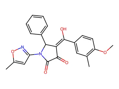 3-hydroxy-4-(4-methoxy-3-methylbenzoyl)-1-(5-methyl-1,2-oxazol-3-yl)-5-phenyl-2,5-dihydro-1H-pyrrol-2-one structure