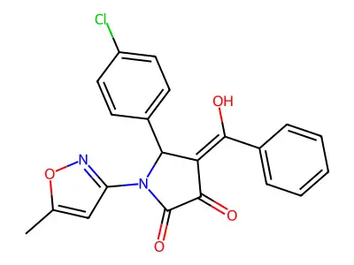 4-benzoyl-5-(4-chlorophenyl)-3-hydroxy-1-(5-methyl-1,2-oxazol-3-yl)-2,5-dihydro-1H-pyrrol-2-one structure