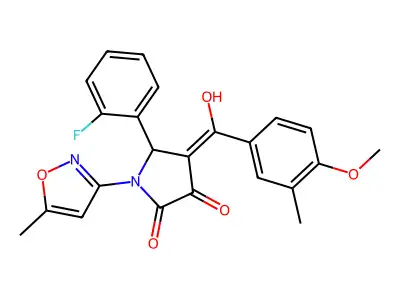 5-(2-fluorophenyl)-3-hydroxy-4-(4-methoxy-3-methylbenzoyl)-1-(5-methyl-1,2-oxazol-3-yl)-2,5-dihydro-1H-pyrrol-2-one structure