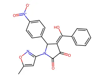 4-[hydroxy(phenyl)methylidene]-1-(5-methyl-1,2-oxazol-3-yl)-5-(4-nitrophenyl)pyrrolidine-2,3-dione structure