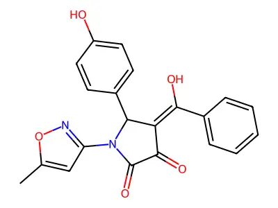 4-benzoyl-3-hydroxy-5-(4-hydroxyphenyl)-1-(5-methyl-1,2-oxazol-3-yl)-2,5-dihydro-1H-pyrrol-2-one structure